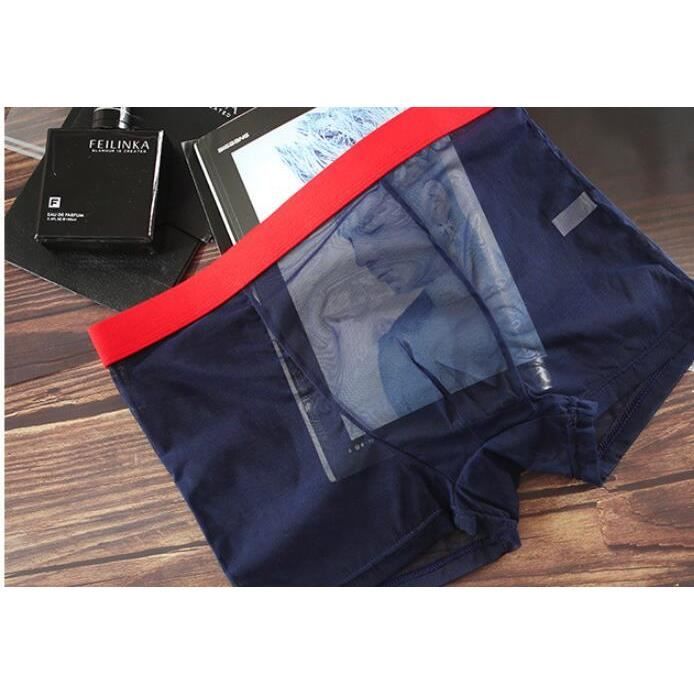 Sous vetement Boxer short Transparent pour Homme culotte en maille taille moyenne Sexy M 3XL sous vetements Type Marine Bleu Blanc Cdiscount Pret a Porter