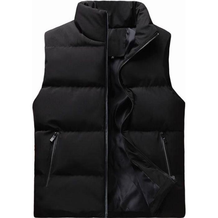Gilet D'Hiver Homme Sans Manches - Polaire Épaisse - Coupe-Vent - 5 Poches Zippées - Pour Randonnée, Voyage
