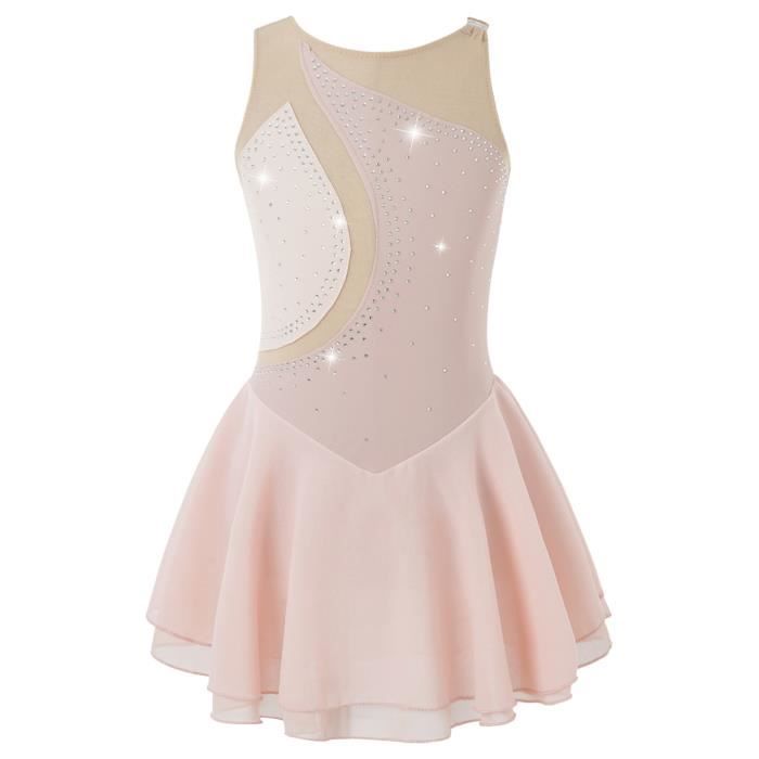 Robe Danse Fille Oyolan - Strass, Manches Longues, Justaucorps, Pour Patinage, Ballet, Gymnastique, Tailles 6-16 Ans