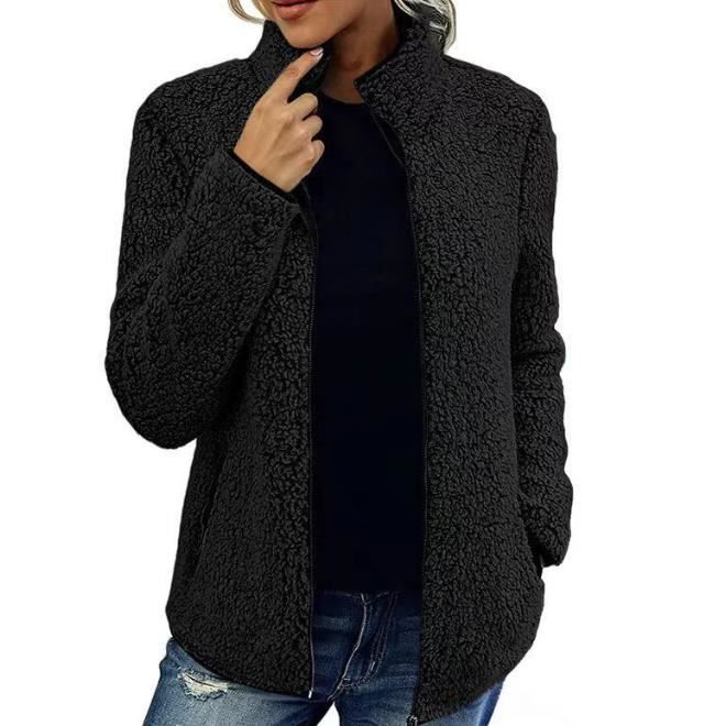 Veste Polaire Femme Outwear avec Poches Sweatshirt Manches Longues Col