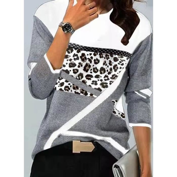 MINYING Sweet à Capuche Femme, Mode Sweats Hoodie Sweatshirts Chic Imprimer Chemises Tee Shirt Manche Longue Femme Automne Hiver Pull Hauts Grande Taille, Gris-3, S