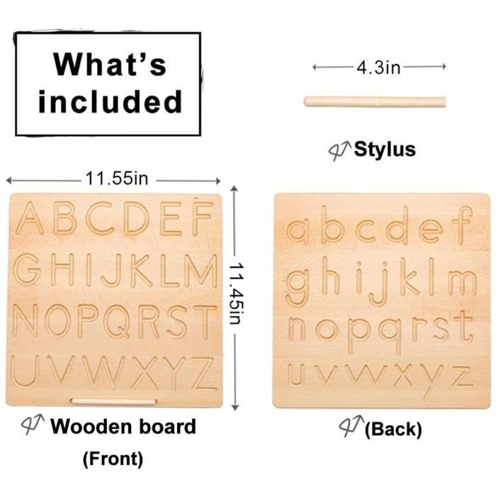 Planche D’écriture Montessori Double-face En Bois – Lettres Et Chiffres – Effaçable – Dès 3 Ans
