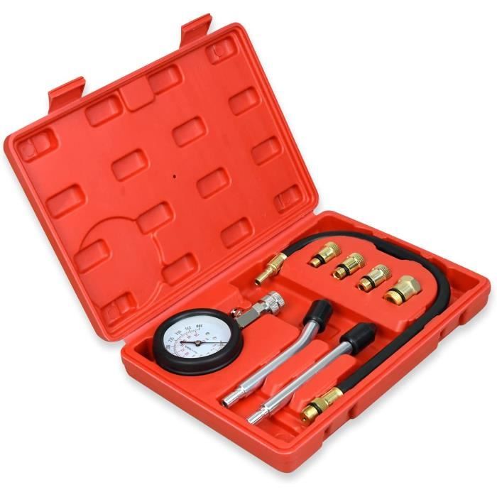 NAIZY Testeur de compression automobile Kit compressiomètre 0-20 bar ou 0-300 psi Compressiomètre avec boîte rouge