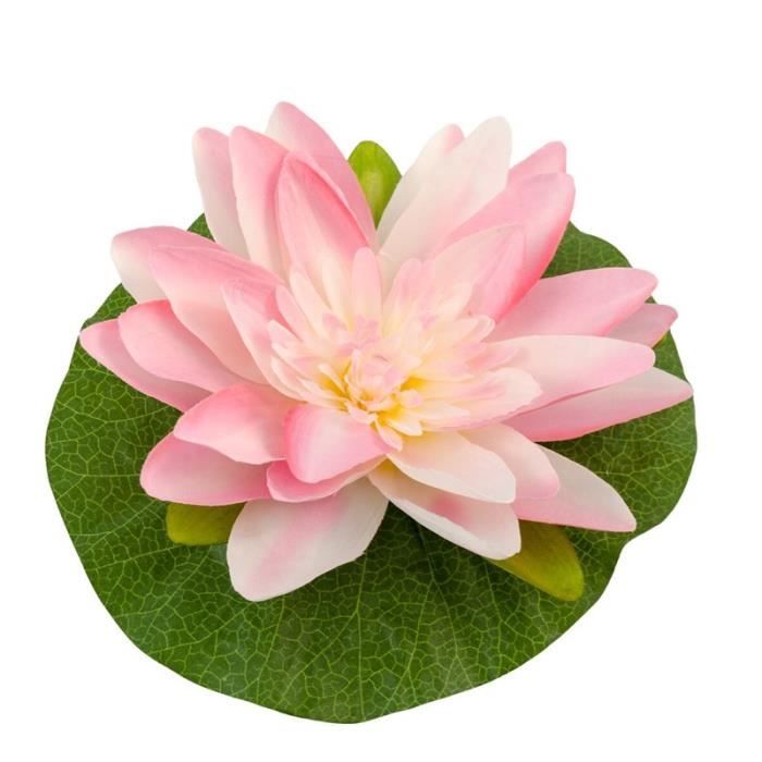 Fleur De Lotus Rose Sur Feuille 22cm Blanc