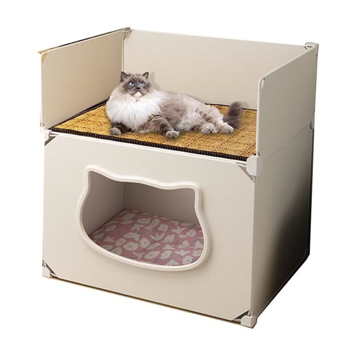 Meilleurs prix pour Omabeta Maison de chat semi-fermée Niche pour chat semi-fermée, amovible et lavable, cachette pour animalerie coussin Blanc Simple