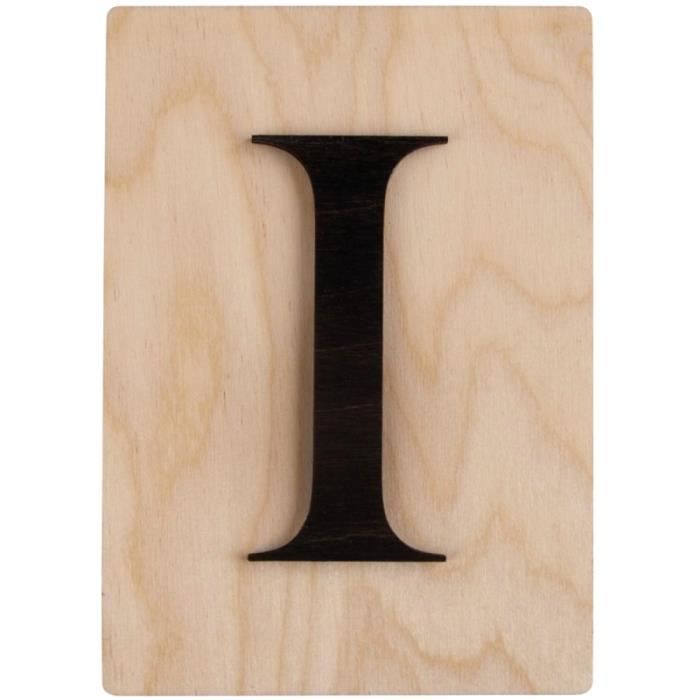 Lettres en bois déco façon Scrabble - 14,9 x 10,5 cm I