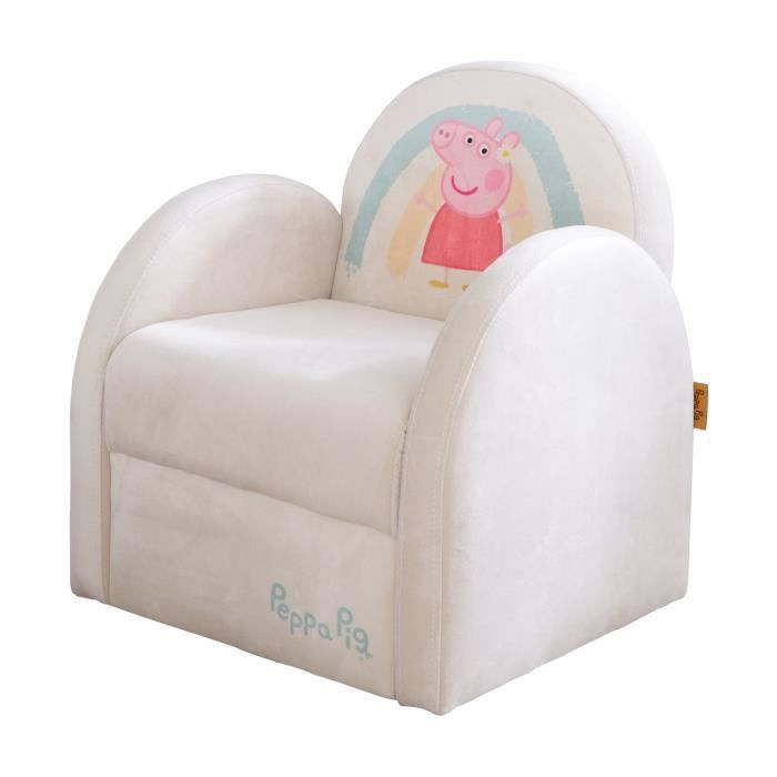 ROBA Fauteuil Bébé en Velours Peppa Pig - Fauteuil Club pour Enfant - Assise Confortable avec Accoudoirs - Beige ROBA Fauteuil Bébé en Velours Peppa Pig - Fauteuil Club pour Enfant - Assise Confortable avec Accoudoirs - Beige