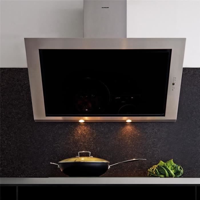 Hotte Cuisine Murale Silverline Toundra Verre Noir Et Inox 90 Cm Achat Vente Hotte Cdiscount