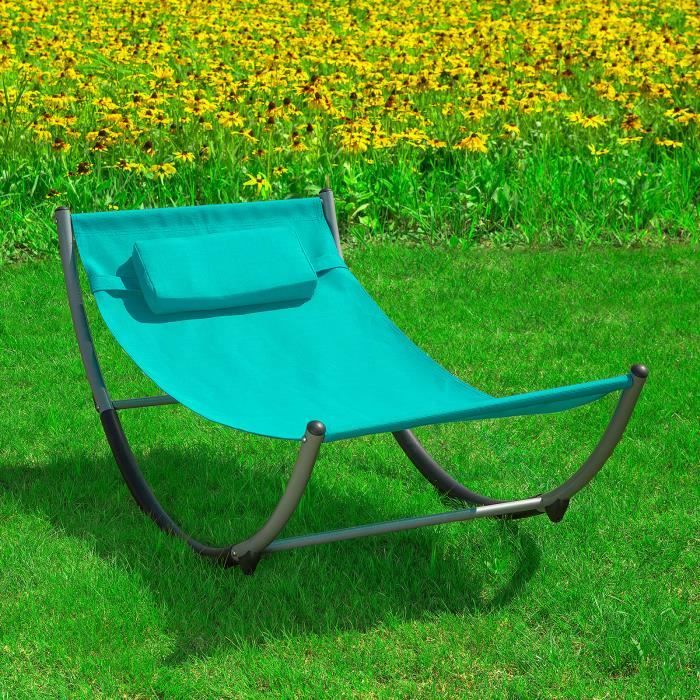 hamac chaise longue enfant en métal et toile textilène - sobuy - kmb04-b - vert - rocking-chair