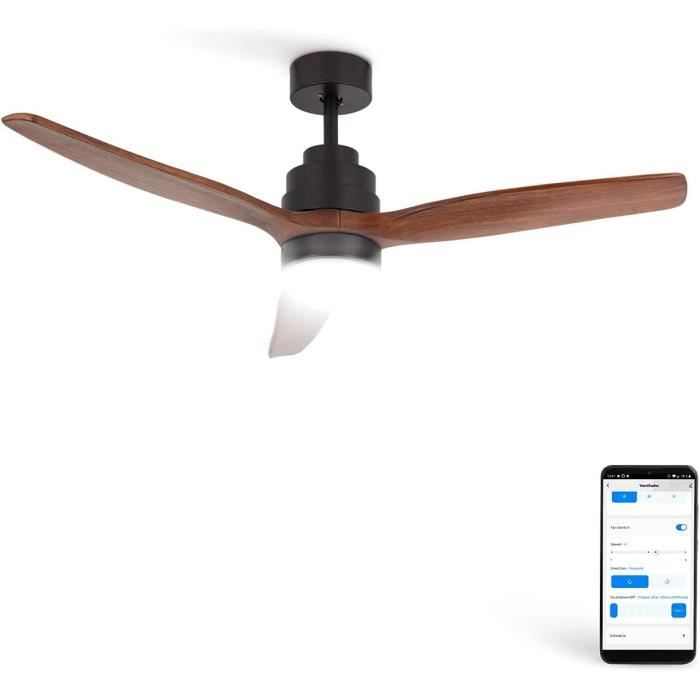 Ventilateur De Plafond 132 Cm Avec Lumière LED - Moteur DC Silencieux, Télécommande, 6 Vitesses, Pales Réversibles - 8
