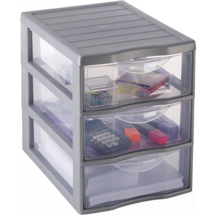 Tour De Rangement 3 Tiroirs Transparents A4 - Empilable, Format Bureau, Idéale Pour Documents & Fournitures