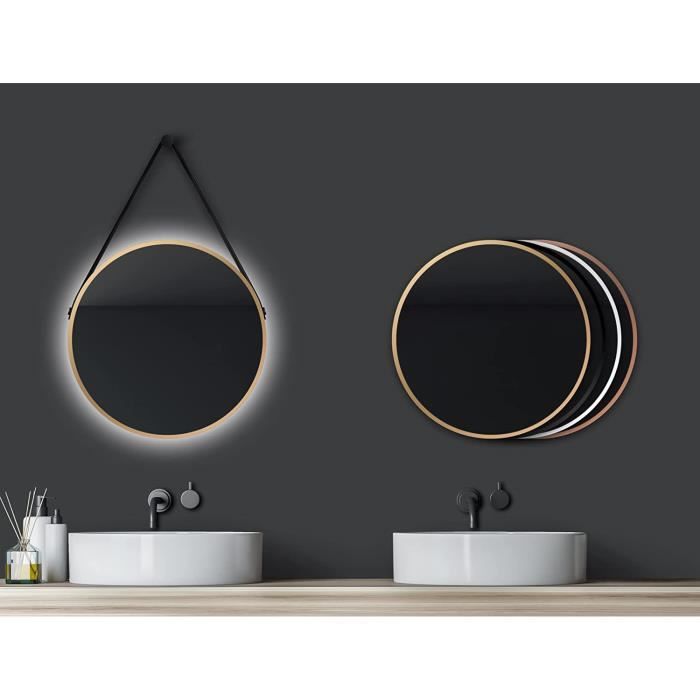Miroir Mural 80x60 Cm Aluminium Noir Mat - Cadre Fin, Montage Horizontal Ou Vertical