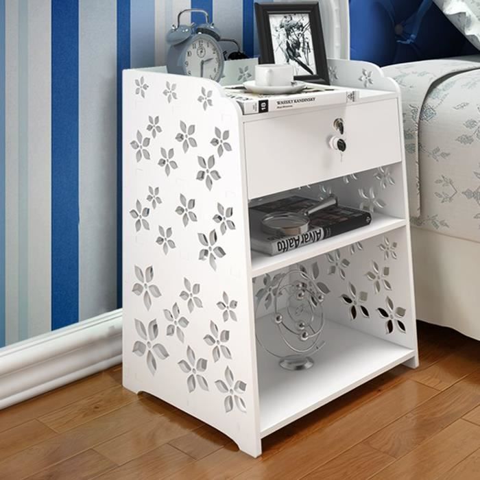 Tempsa Chevet Table De Nuit Moderne Blanc Fleur Chambre Table Rack