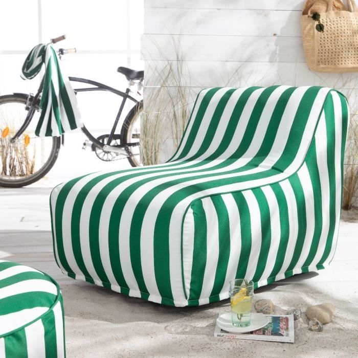 fauteuil gonflable today - summer stripes vert - tissu déperlant - design