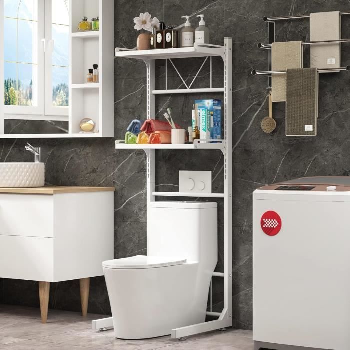 Étagère De Salle De Bain En Plastique 4 Couches TOPINCN - Organisateur Sur Pied Blanc Avec Roulettes