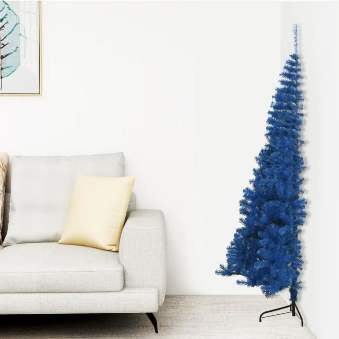 Elegant Christmas tree - Demi sapin de Noël artificiel avec support Bleu 150 cm PVC décor5991 