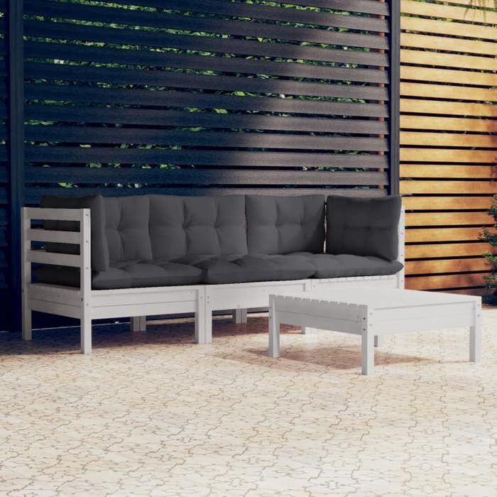 Salon de jardin vidaXL 4 pcs avec coussins