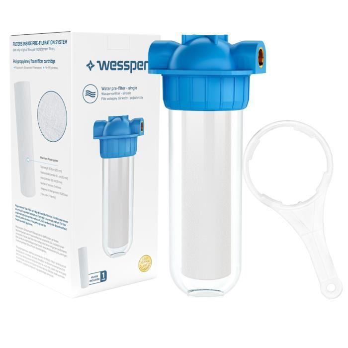 Meilleurs prix pour Pré-filtre pour eau - WESSPER - 3/4 - Mousse PP - Boîtier 2L - Débit 4000L/h