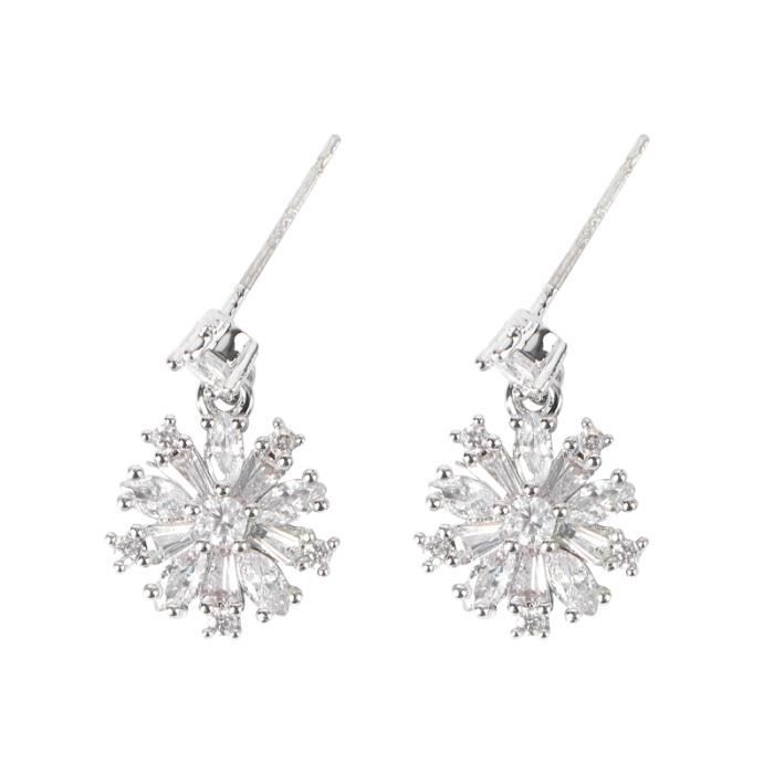 FRCOLOR Lot De 2 Paires De Boucles D'oreilles Flocon De Neige - Acier Inoxydable Argent & Or - Bijou De Noël Pour Femmes Et Filles