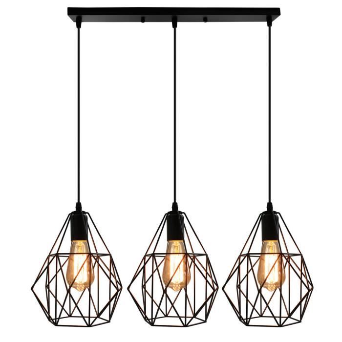 UNI Suspension Luminaire LOFT Vintage Industrielle 21 5x24 5cm Plafonnier Lustre Noir