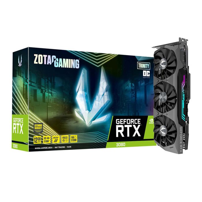 ZOTAC GAMING GeForce RTX 3080 Trinity OC LHR 12GB Carte graphique GF RTX 3080 12 Go GDDR6X PCIe 4.0 x16 HDMI 3 x DisplayPort - vue 2