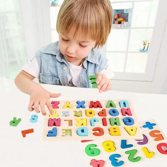 Puzzle alphabet en bois avec lettres en relief pour enfants - Free Files