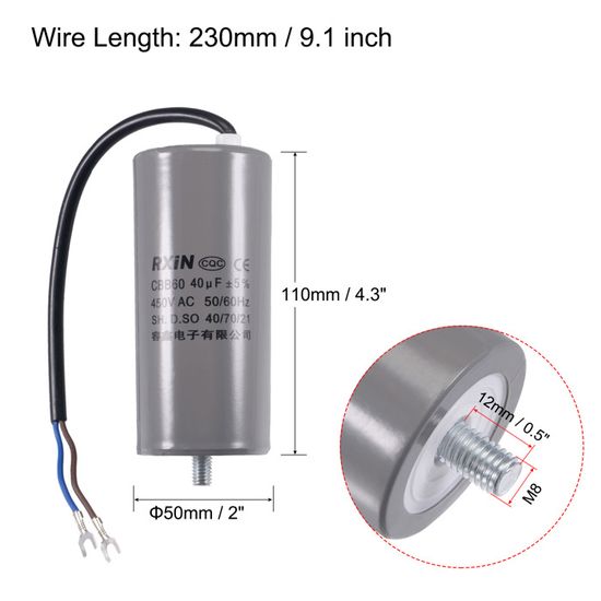 Condensateur Moteur CBB60 40µF 450V - Parfait Pour Machine à Laver Et Électroménagers !