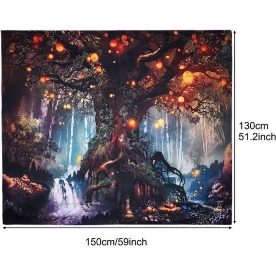 Tenture Murale INTDORM Forêt Magique Arbre De Vie - 150x200 Cm, Polyester - Décoration Chambre, Salon, Festival