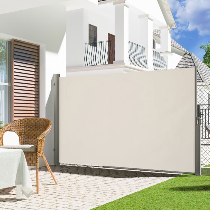 Store Latéral Extensible – 160 X 1000 Cm – Double Brise-Vue – Enroulement Auto – Rouge – Jardin, Terrasse