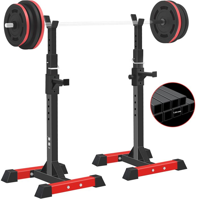 Yaheetech Cage Squat Réglable Support Haltères 250 Kg - Rack Musculation Réglable 114-179 Cm Pour Squat Développé Couché