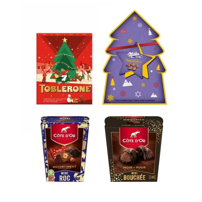 Chocolats noël : 1 coffret Collection Côte d'Or + 1 boîte sapin