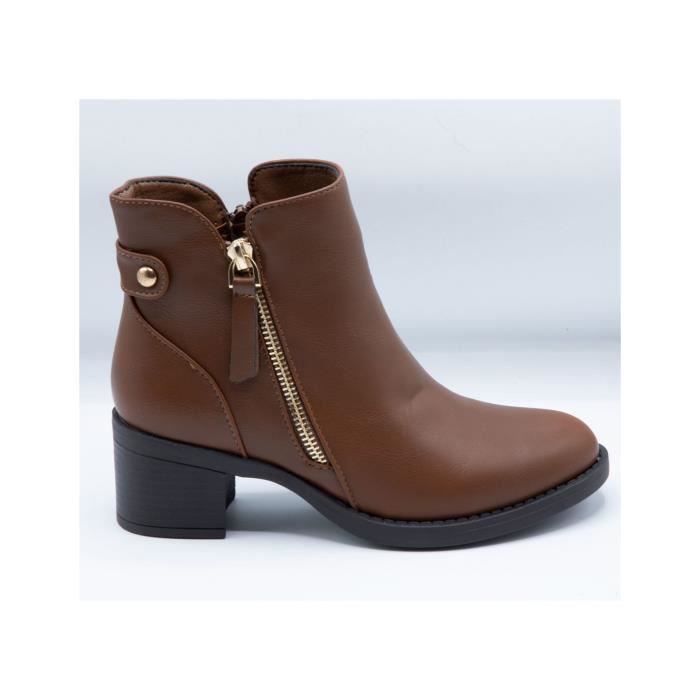 Bottines femme Primtex Petit talon carr Simili cuir souple