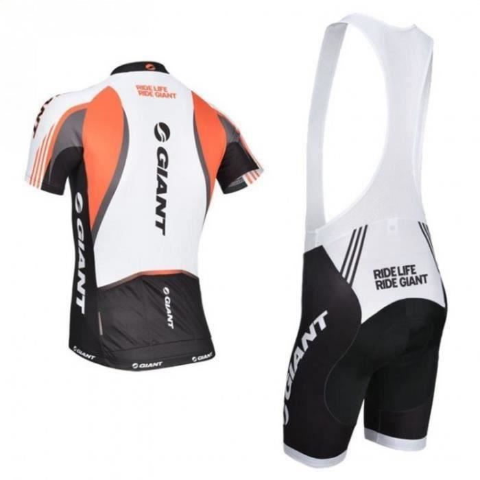 Ensemble Cyclisme Homme - Maillot Manches Courtes Et Cuissard à Bretelles Court Bleu - Multi-tailles S à 5XL