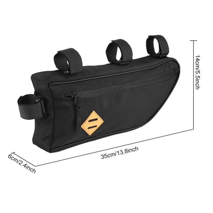 ZONADAH Sacoche De Cadre Vélo Triangulaire – Polyester, 27 X 20 X 20 Cm, Fermeture éclair, 3 Bandes Velcro – Poche Pour Bouteille D’eau, Outils, Veste De Pluie