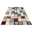 the carpet Monde Deluxe Tapis de salon à poils courts, multicolore, bleu, blanc, rouge, gris, or, motif carré 160 x 230 cm-2