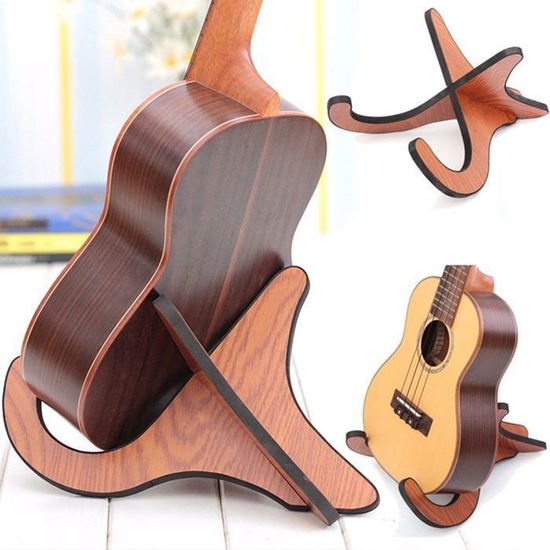 Support Guitare Enfant En Bois - Pour Ukulélés 53-66 Cm, Portable, Antidérapant, Démontable