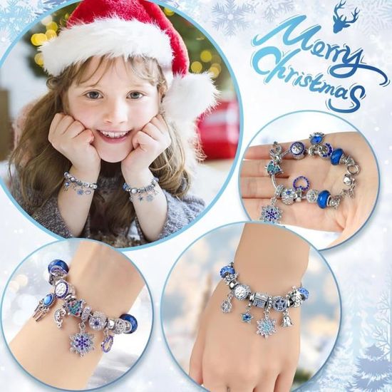Calendrier de l'Avent 2023 2024 Bracelet de Breloques de Noël avec Flocon  de Neige Coffret Cadeau Calendrier 24 Jours à Rebours Bracelet de Perles  DIY Bijoux Cadeaux Surprise pour les Filles 