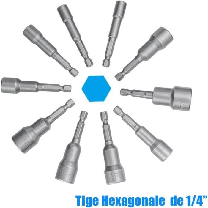 18PCS Douille Visseuse 6-19mm, Adaptateur Douille Hexagonale