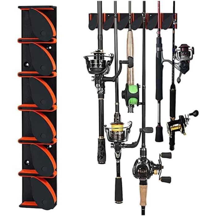 2 Paires Supports Muraux Pour Cannes à Pêche - Range 8 Cannes + Moulinets - Rangement Équipement Pêche