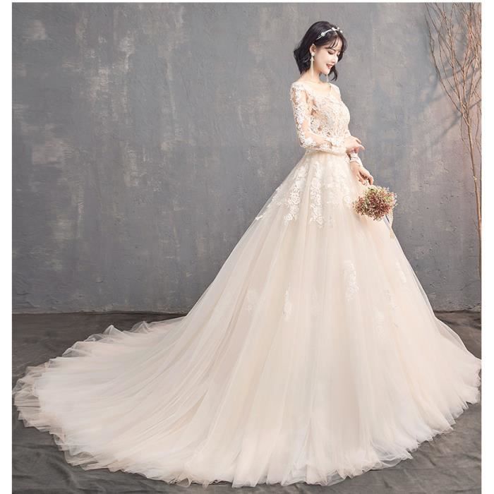 Blanc S robe de mari e l g re mari e longue tra n e 2018 nouveau
