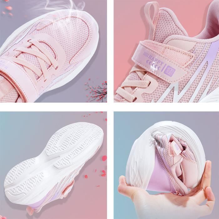 Chaussures Sport Enfant Garçon Fille – Basket Running Gym – Fermeture Scratch, Semelle Légère EVA, Cuir Respirant