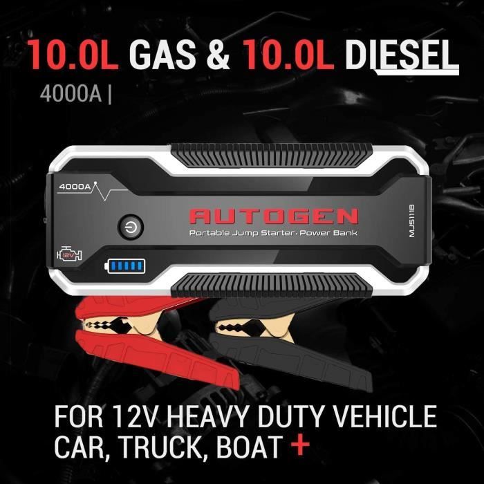 AUTOGEN 4500A Booster Batterie Voiture (10.0 L + Essence & Diesel
