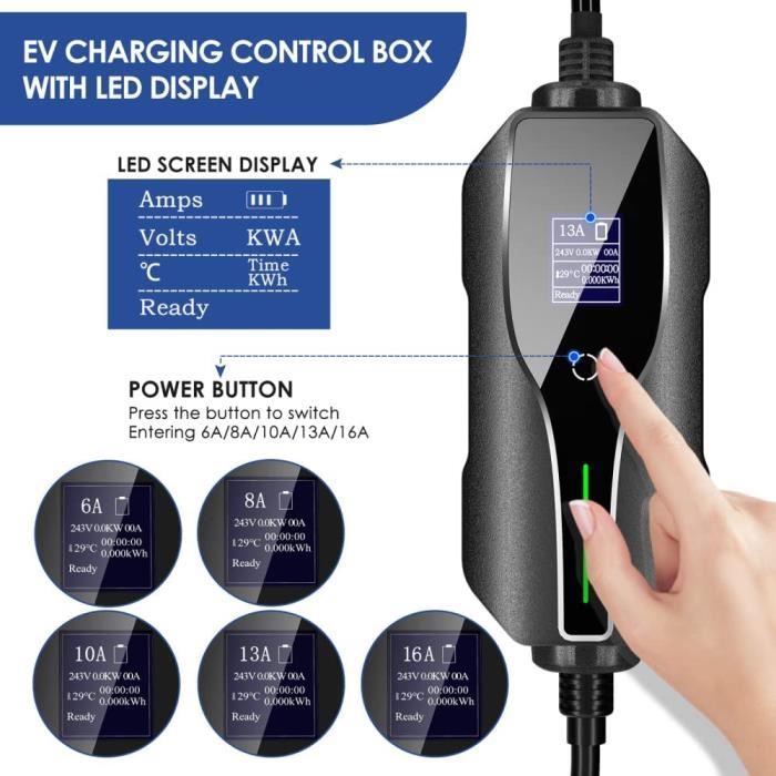 Chargeur Mobile Véhicule électrique VALEO - Prise Schuko Vers Type 2, 3,7 KW, Câble 5 Mètres - 5