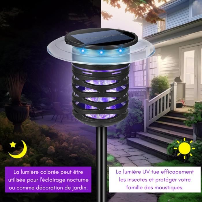 Lampe Solaire Barrage Aux Insectes - VENTEO - Lampe LED Multicouleur Etanche Repulsif Anti Moustique Panneau Solaire Et Batterie Rechargeable Ba 96539331