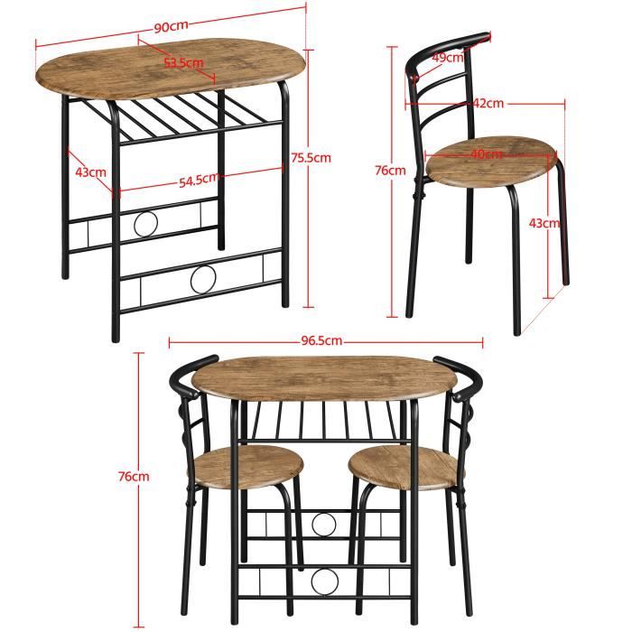 HOMCOM Ensemble Table et chaises pour 2 Personnes, Table de Cuisine avec chaises, Table à Manger 3 pièces avec 2 chaises encastrables, pour Cuisine Salon Maison, Bois de chêne Clair