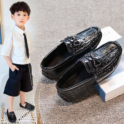 Mocassins en cuir pour bebe garcon Chaussures decontractees antiderapantes a enfiler Noir Noir Cdiscount Chaussures