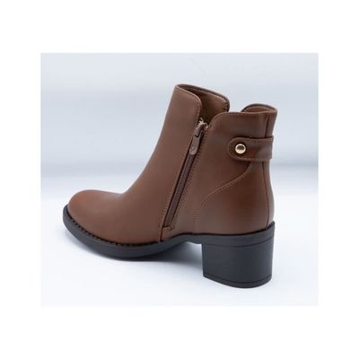 Bottines femme Primtex Petit talon carre Simili cuir souple Marron Marron Cdiscount Chaussures