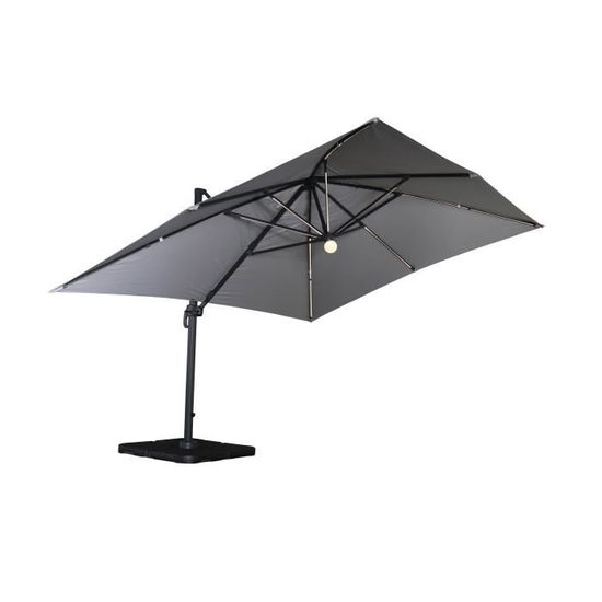 Parasol excentr/é inclinable Luce Beige Alices Garden Parasol d/éport/é Solaire LED rectangulaire 3 x 4 m Haut de Gamme 49 LED Chargeur Solaire Rabattable et Rotatif /à 360/°