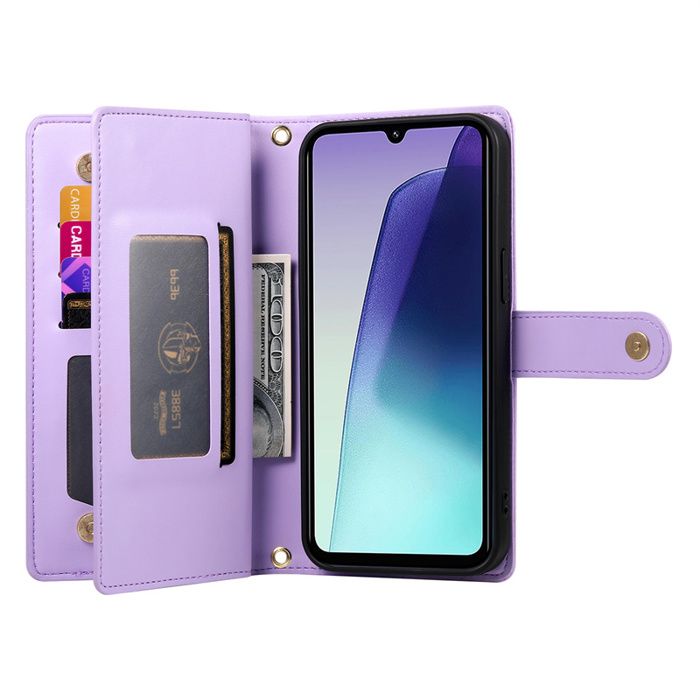 Coque Pour Xiaomi Redmi 14C 6.88",Housse Cuir Magnétique Fonction Stand Étui.9 Cartes Emplacements Violet U56 - Téléphonie