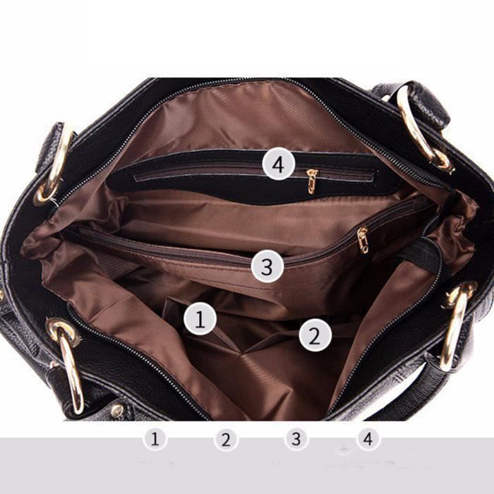 Cuir Vintage Sac Femme Cuir Noir Sac Cabas Sac Ã Main Vintage Noir